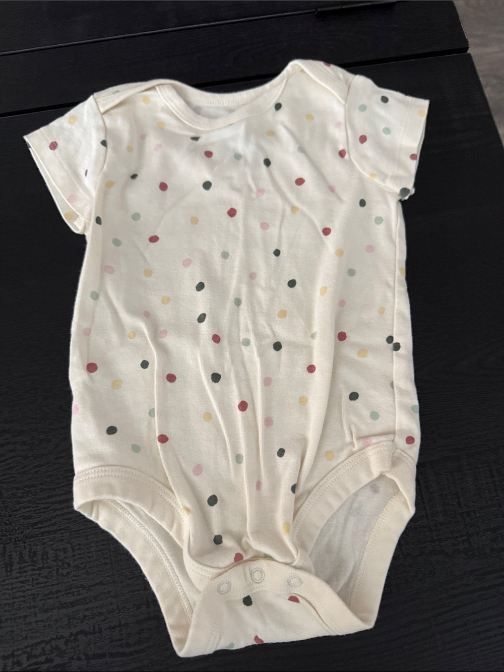 Cream Baby One-Piece with Multicolor Dot Print